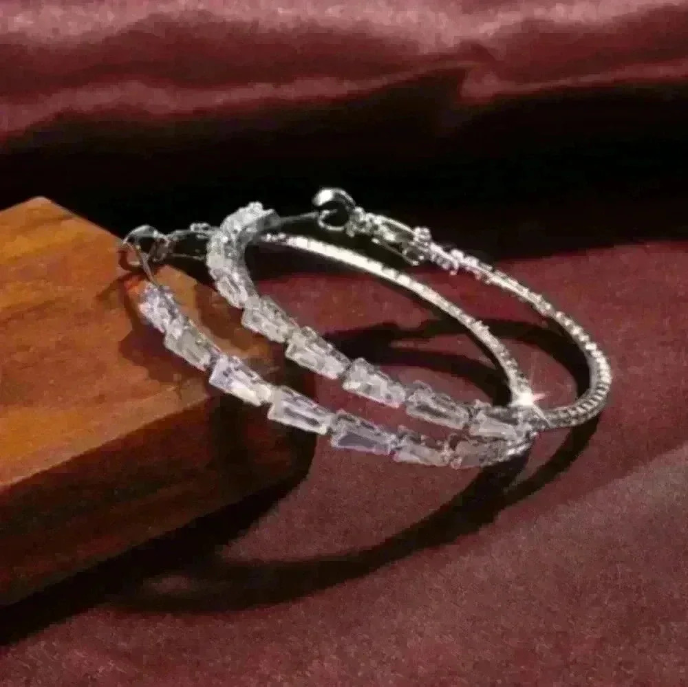 New Large Silver Hoop Earrings - Picture 3 of 5